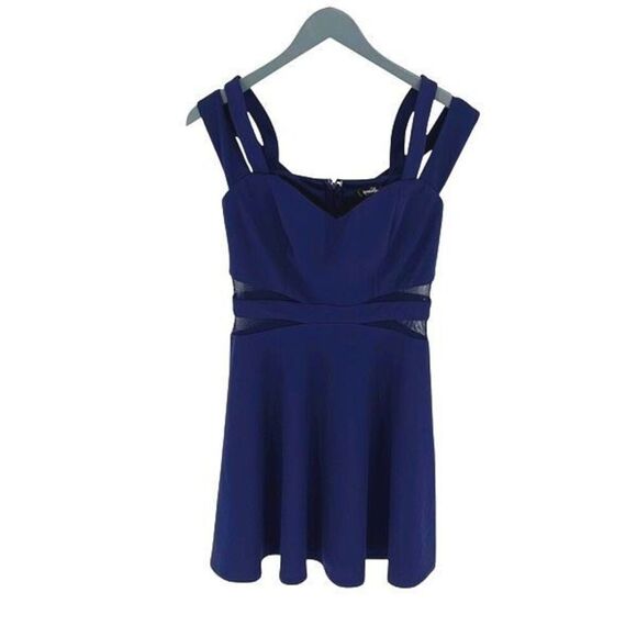 Speechless Womens Cold Shoulder Illusion Contrast Bodycon Dress Midnight Size 7 - Picture 2 of 12